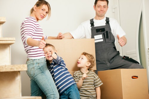 Household boxes and furniture prepared for relocation